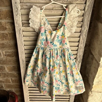 Vestido ELEANOR ROSE Limonada Soporte Floral Serena Talla 4-5 Niño Ojales Foto 1 de 4