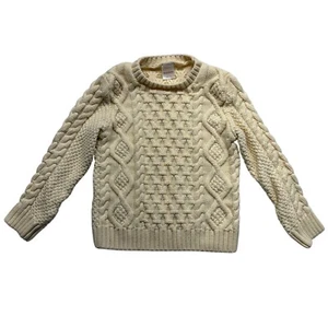 Hanna Andersson Kids Cable Knit Sweater Cotton Wool Blend Size US 6-7 Ivory - Picture 1 of 11