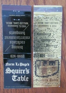WALLED LAKE, MICHIGAN STREICHHOLZSCHACHTELN: SQUIRE'S TABLE MATCHCOVERS (N. LePAGE) D - Bild 1 von 2