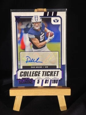 🏈 2021 Contenders Draft Picks Dax Milne Purple Parallel Autograph BYU - Image 1 of 2