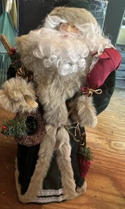 Vintage 27" Weihnachtsmann Figur. Samt Outfit, echt wie Fellbesatz - Bild 1 von 8