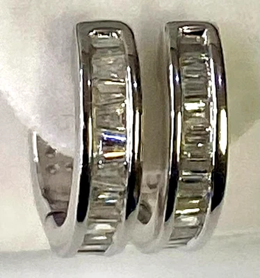 QVC Affinity Sterling Silver 0.50cttw White Diamond Reversible Hoop Earrings - Image 1 of 4