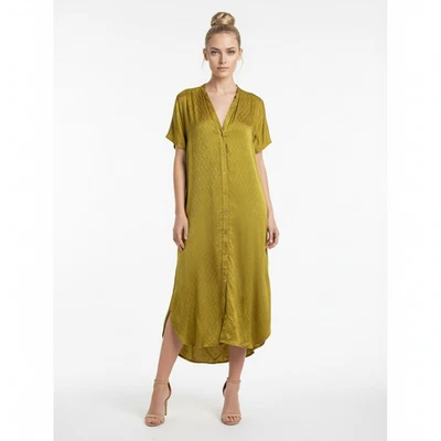 Reformation Dress Sz L Yellow 100% Silk Shirt Midi Short Sleeve *MISSING SASH* - Image 1 of 4