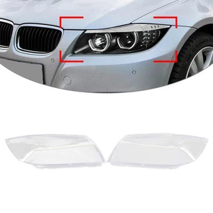 Front Headlight Lens Cover Pair Fit BMW 3 Series E90 Sedan E91 Wagon 2005-2008 - Picture 1 of 10
