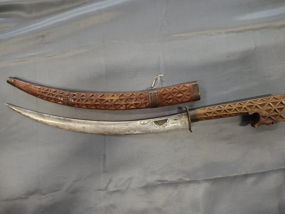 Antiguo cuchillo marroquí Nimcha daga africana espada corta y vaina de colección belleza Foto 1 de 4