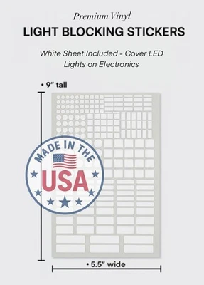 LED Light-Blocking Decals for Devices | 340 Pc Blackout Sticker 2-Sheets | White - Image 1 of 4