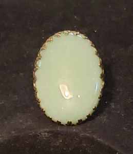 Vintage Stretch Statement Ring Messing & grüner Stein - Bild 1 von 5