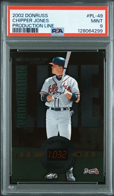Línea de producción Donruss Chipper Jones #PL-49 Braves PSA 9 como nueva 2002 Foto 1 de 2
