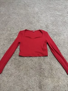 SHEIN SHIRT TEEN 10-11Y, COLOR RED, LONG SLEEVE, CROPPED, CROPPED TOP, TIGHT FIT - Picture 1 of 3