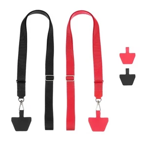2Pcs Smart Phone Lanyard with 4 Patches, Black/Red (55-30cm) - Zdjęcie 1 z 6