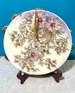RARE OLD HALL ( British) Ceramic TAMBOURINE Transferware EUC 18. - 190. Floral - Picture 1 of 21
