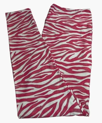 Leggings LuLaRoe TC alta curvilínea rara ROSA DIVERTIDA ZEBRA listra TIGRE animal elástico - Imagem 1 de 4