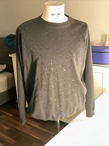 💥BRUNELLO CUCINELLI 100 %Kaschmir Pullover mit Pailletten Dunkelgrau XXL Neu 💥 - Bild 1 von 24