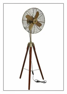 Vintage Style Brass Antique Tripod Fan With Stand Nautical Floor Fan Home Decor - Picture 1 of 3