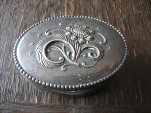 reizende antike Tabatiere silber Dose Döschen Schatulle Blumen Blüten Dekor oval - Picture 1 of 3