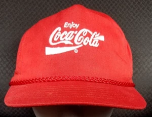Vintage Coke Snapback Mütze Enjoy Coca Cola bestickt Schrift Buckram Seil Schein - Bild 1 von 11
