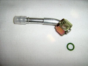 A/C FITTINGS,BARBED PUSH ON,FEMALE O RING 45 DEGREE #6 NUT #6 HOSE 35-11311 - Picture 1 of 2
