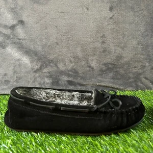 Minnetonka Britt Mocasines Zapatillas Piel Sintética Forrado Gamuza Negro Zapatos Mujer 8 - Imagen 1 de 12