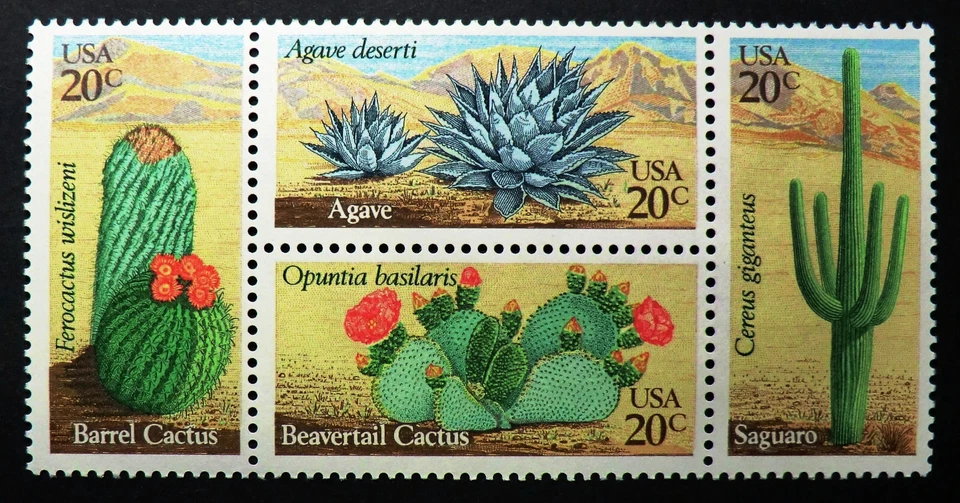 1942 - 1945 MNH 1982 20c Desert Plants B4 Barrel Agave Beavertail Saguaro cactus - Image 1 of 1