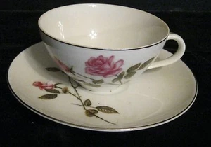 WORLD WIDE TEA ROSE TEA CUP & SAUCER MADE IN JAPAN BEAUTIFUL ROSES SILVER TRIM - Picture 1 of 6