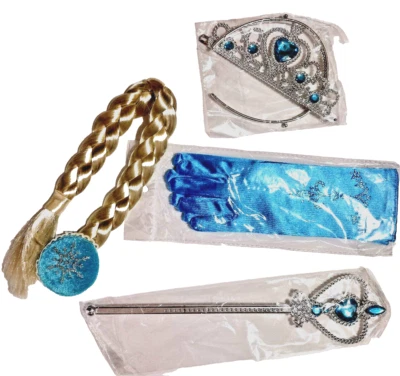 Frozen Juego de 4 Piezas Corona, Guantes, Trenza Rubia y Varita Colección Princesa Disney Foto 1 de 4
