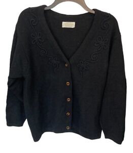 Vintage United Colors Of Benetton Shetland Wool Cardigan Black Made In Italy