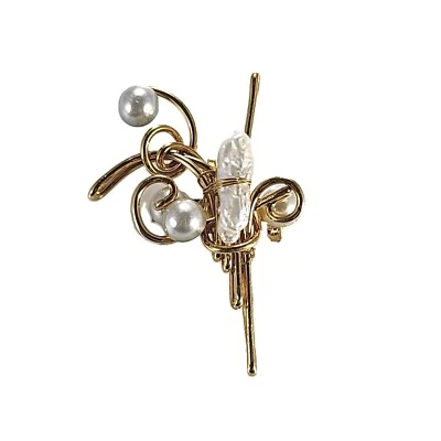 Broche prendedor vintage de perlas de agua dulce Art Deco Foto 1 de 4