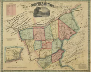 1851 Mappa della Contea di Northampton Pa - Foto 1 di 3