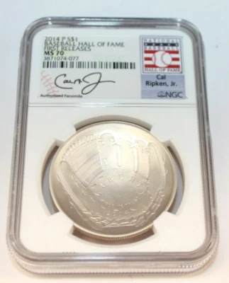 2014-P Baseball Hall of Fame  Commemorative Clad $1 Dollar NGC  [024WEJ] - Image 1 of 4