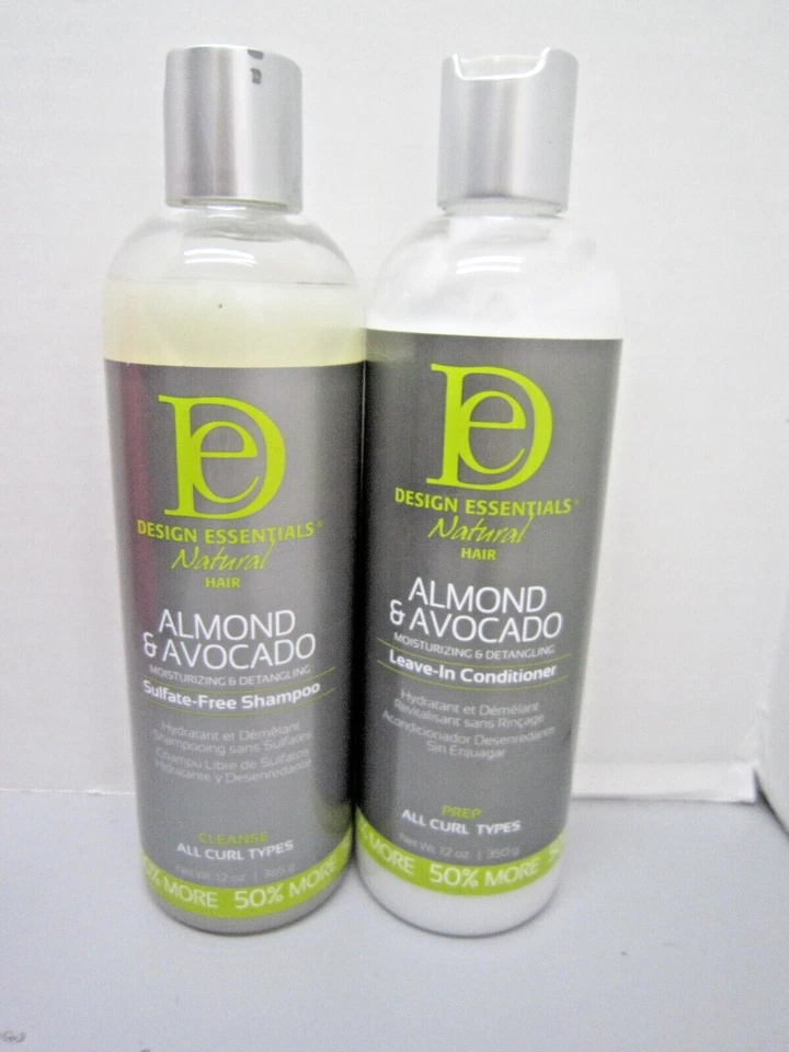 2-Pk DESIGN ESSENTIALS® CHAMPÚ DESENREDANTE AGUACATE ALMENDRA + ACONDICIONADOR SIN ENJUAGUE Foto 1 de 1