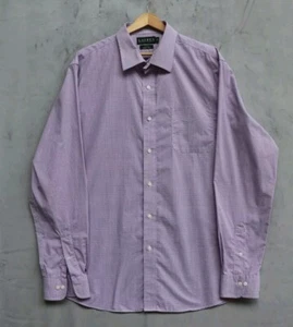 Ralph Lauren Herren Hemd 17,5 Langarm tailliert bügelfrei Gingham Lila - Bild 1 von 11