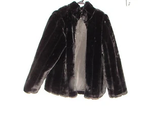 Vintage schwarzer Kunstfellmantel Größe L ~ ideal für Weihnachtsfeier - Bild 1 von 4