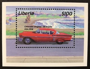 LIBERIA CHEVROLET IMPALA STAMPS S/S 2001 MNH ORIGINAL 1958 IMPALA AUTOMOBILE CAR - Picture 1 of 1