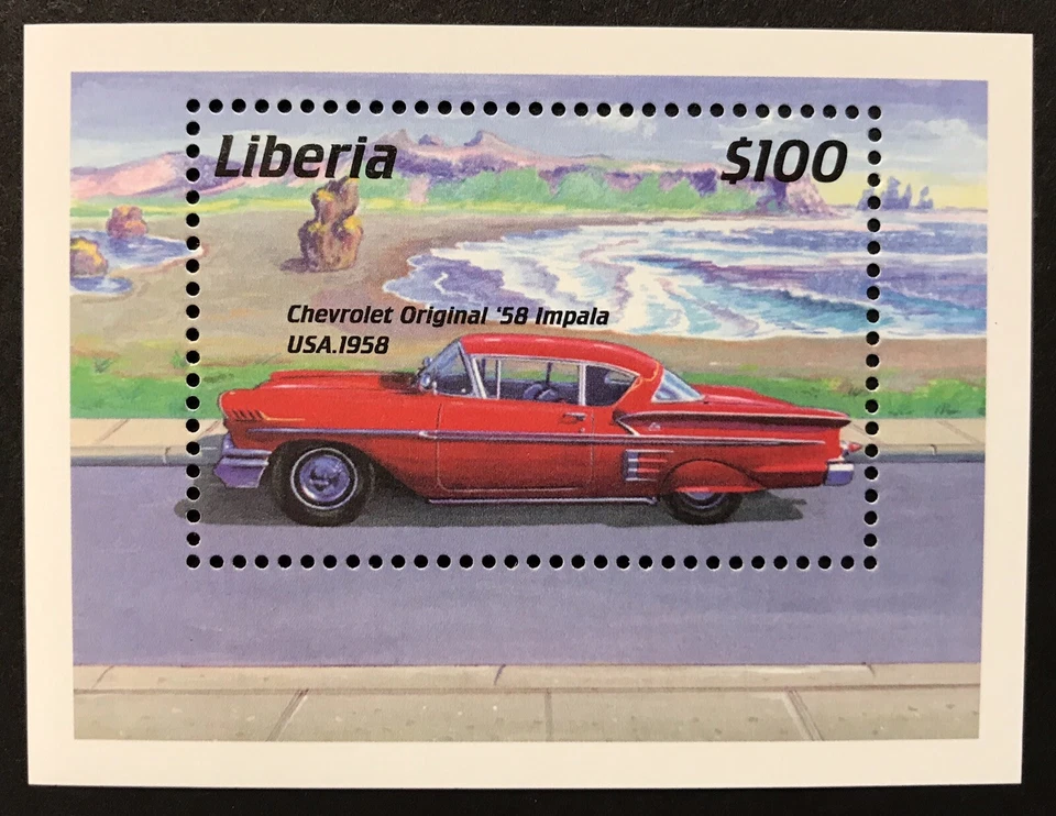 SELLOS LIBERIA CHEVROLET IMPALA S/S 2001 MNH ORIGINAL 1958 IMPALA AUTOMÓVIL COCHE Foto 1 de 1