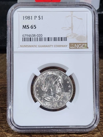 1981 P SBA 1$, NGC Graded MS 65, 020 Cover