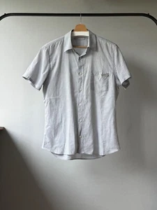 Prada Casual Striped Cotton Short Sleeve Tab Pocket Mens Luxury Shirt Size 41 - Picture 1 of 17