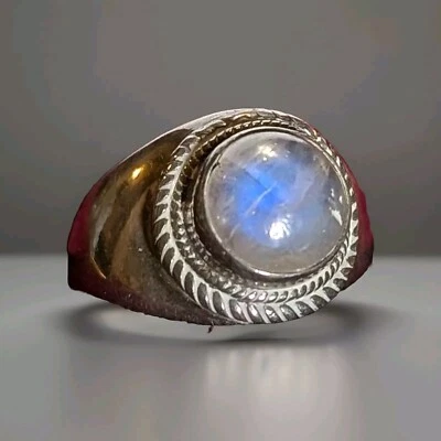 Anillo de plata esterlina con piedra lunar 925 piedra preciosa Foto 1 de 4