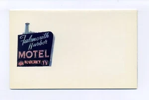 Cartolina Falmouth MA Tri-Fold Falmouth Harbor Motel, insegna al neon, "Costa Azzurra" - Foto 1 di 5