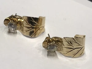 Tachón de oro amarillo de 14 K 1 Ctw CZ con pendientes de hoja desmontables - Imagen 1 de 7