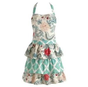 Blue Ikat Flowers Vintage Kitchen Cooking Baking Apron - Picture 1 of 1