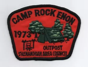 Parche Camp Rock Enon Outpost 1973, (Consejo de Área de Shenandoah), parte posterior de tela, como nuevo - Imagen 1 de 1
