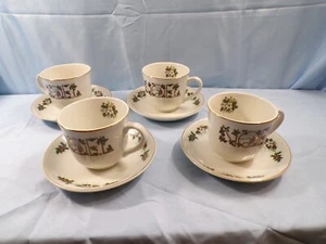 Lot of 4 Wood & Sons Noel Pattern Cup & Saucer Sets - Picture 1 of 11