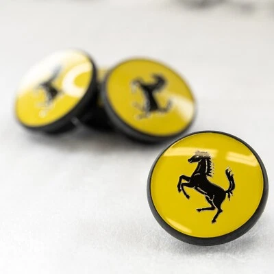 Ferrari Center cap OEM Genuine Yellow with black Prancing Horse 340066 Set of 4 - Image 1 of 4