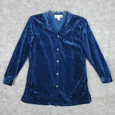 De Colección Camisa Diane Von Furstenberg Mujer Pequeña Azul Terciopelo Floral Top Blusa Túnica Foto 1 de 4
