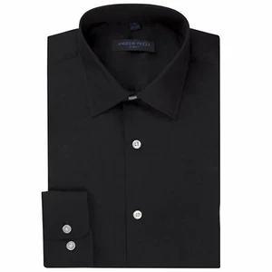 Andrew Fezza Men's Slim Fit Long Sleeve Solid Cotton Dress Shirt - CLEARANCE - Picture 1 of 5