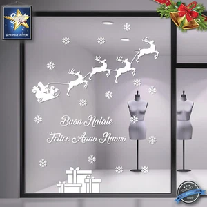 Vetrofania ADESIVI VETRINA, VETRINA NEGOZIO NATALE NATALIZIA DECORAZIONE LINGUE - Imagen 1 de 2