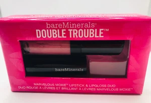 BareMinerals DOUBLE TROUBLE Marvelous Moxie LIPSTICK lipgloss DUO - Picture 1 of 3