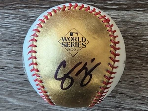 Corey Seager Texas Rangers World Series 2023 Gold Baseball - Beckett QR Code - Picture 1 of 4