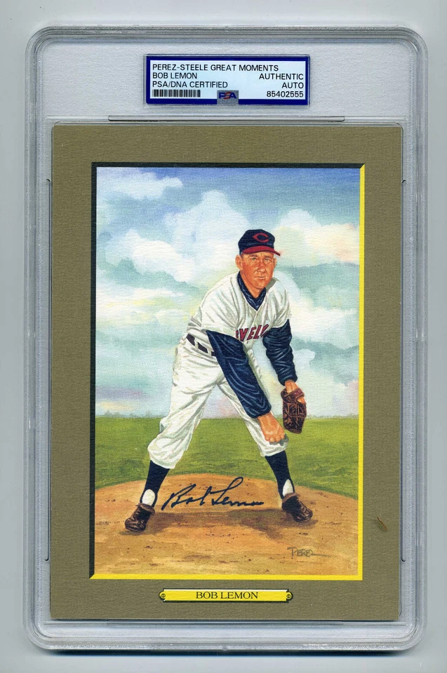 BOB LEMON  PSA/DNA SIGNED  PEREZ STEELE GREAT MOMENTS CARD - NICE - Image 1 of 1