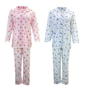 Women's Ladies Longsleeve Cotton Pajamas Pyjamas PJ Set Sleepwear - Picture 1 of 9